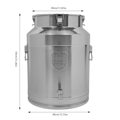 304 Stainless Steel Milk Can 64 Liter Milk Bucket Wine Pail Bucket 16.9 Gallon Milk Can Tote Jug with Sealed Lid & Faucet Heavy Duty (With Faucet, 64L/16.9Gal) - color: With Faucet, size: 64L/16.9Gal