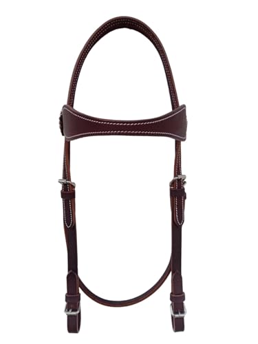 CHALLENGER Latigo Leather Western Bridle with Roller Adjustable Horse Headstall 78JBridle - color: Latigo Browband Cut, size: Pony