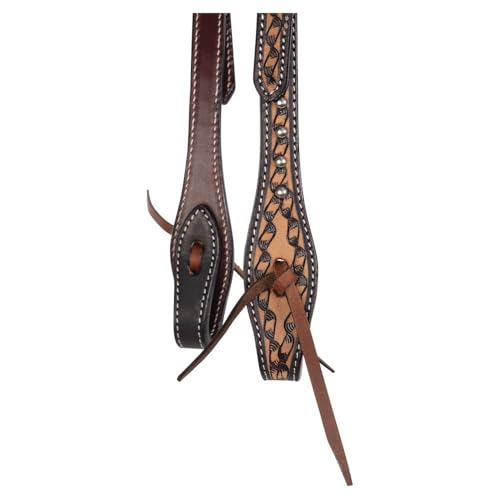 Schneiders Black Edged Ribbon Tooled One Ear Headstall | Elegant Argentine Leather | Rust-Resistant Hardware | Horse Headstall for Work, Ranch, and Trail Riding | Size Full Horse