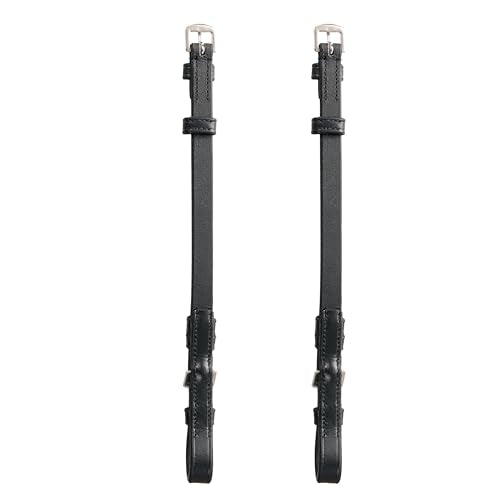English Bridle Cheek Pieces– 5/8" (16mm) Leather Replacement Cheekpieces with Buckle Fastening – Premium Vegetable-Tanned Leather Horse Tack – Stainless Steel Hardware – Full Size - color: Black, size: Over/Warm Blood Size