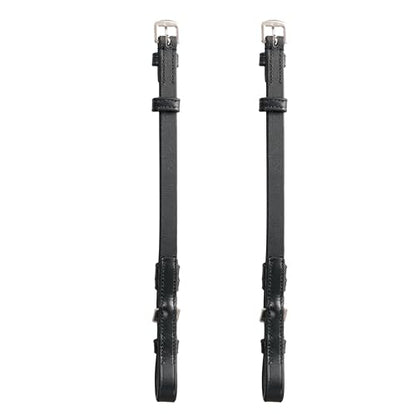 English Bridle Cheek Pieces– 5/8" (16mm) Leather Replacement Cheekpieces with Buckle Fastening – Premium Vegetable-Tanned Leather Horse Tack – Stainless Steel Hardware – Full Size - color: Black, size: Over/Warm Blood Size