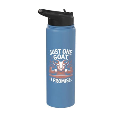Just One Goat I Promise Cute Coat Pygmy Goat Farmer Stainless Steel Insulated Water Bottle - color: Light Blue