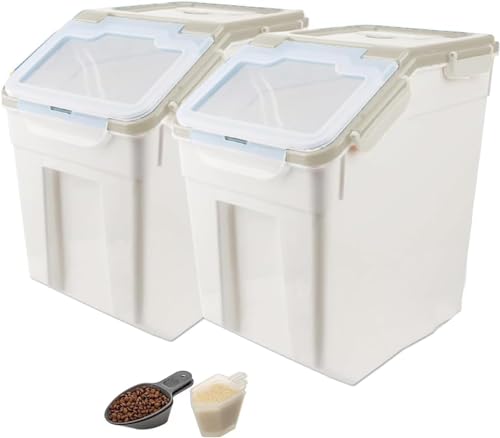RUIAN 2Pcs Large Flour Storage Container 50Lb Rice Storage Containers,Grey - color: Gray 2Pack 50Lb