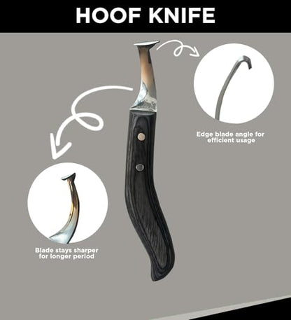 Super Sharp Hoof Knife - Hoof Knife with Wooden Handle, Horse Shoe Hoofing Made Easy with Hoof Trimming Knife with Special Colored Wooden Handle