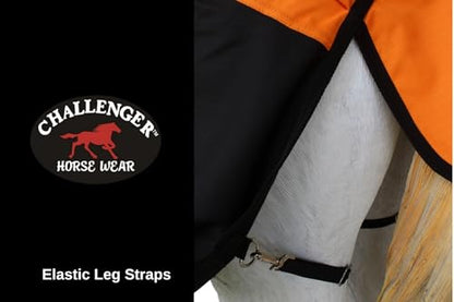 76" 1200D Turnout Waterproof Fleece Lined Medium Winter Blanket Sheet 382LG - color: Orange Black Wave, size: 76 inches