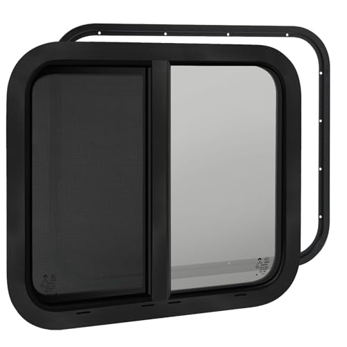 24"W x 15"H RV Windows for Cargo Trailer Camper,Tinted Horizontal Sliding - size: 24"W x 15"H