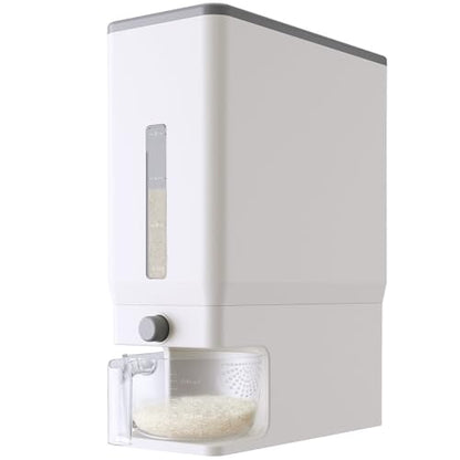 Lifewit Rice Dispenser 25 Lbs, Airtight Storage with Measuring Cup, White - color: White