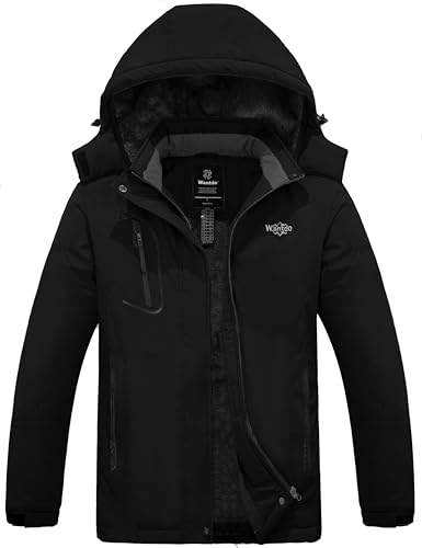 wantdo Women Hardshell Waterproof Windproof Insulated Ski Trekking Jacket - color: Black, size: Large