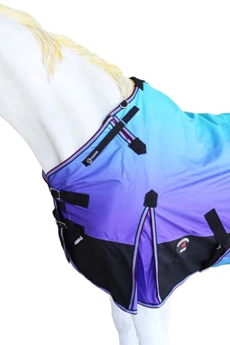 Challenger 1200D Turnout Waterproof Rain Horse Sheet Light Winter Blanket 394B - color: Ocean Ombre, size: 60 inches