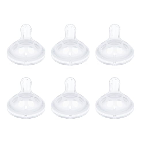 Baby Silicone Nipples for Lansinoh Bottles, Anti-Colic Replacement Nipple for Baby 1m+, BPA Free, Slow Flow, Size S, 6 Count