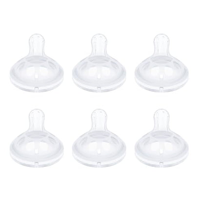 Baby Silicone Nipples for Lansinoh Bottles, Anti-Colic Replacement Nipple for Baby 1m+, BPA Free, Slow Flow, Size S, 6 Count