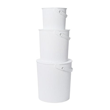 Hachiman Bucket Set of 3 Mini, Large, & Extra Large - color: White, size: Set of 3
