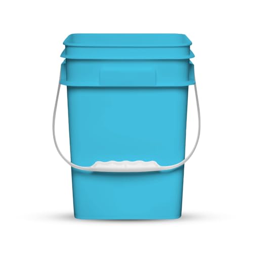 House Naturals 4 Gallon Square Food Grade Plastic Bucket with Lid, Made in USA (Pack of 2) BPA Free (Aqua) - color: Aqua