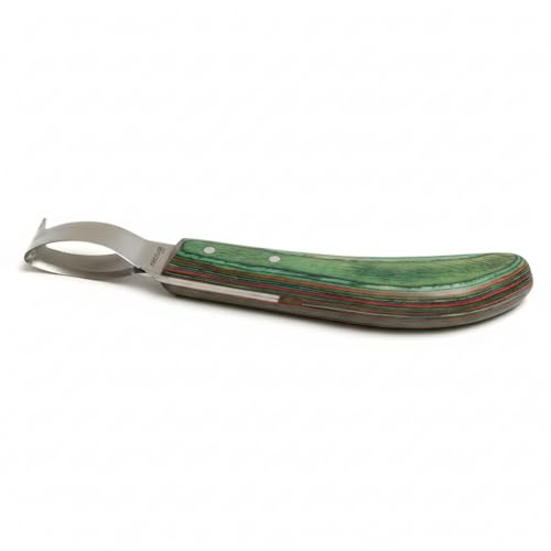 Premium Japanese Stainless Steel Long Loop Hoof Knife with a rhino hook and Smooth Wooden Handle - Perfect for Better Hoof Cleaning
