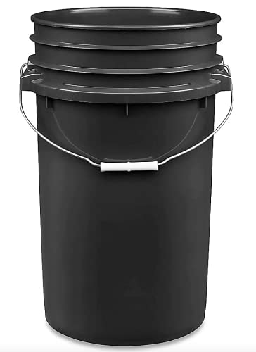 House Naturals 7 Gallon Large Black Food Grade - BPA Free- Made in USA Bucket Pail with Screw on Gasket lid (Pack of 2)