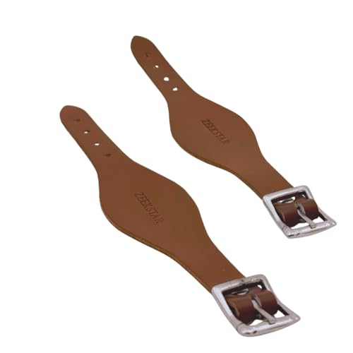 Pair of Leather Stirrup Hobble Straps Adjustable Replacement Straps for Western Saddles with Stainless Steel Buckle Closure - color: Brown