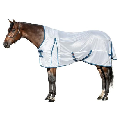 Schneiders Soft Interlock Mesh II Horse Fly Sheets | Superior UV & Insect Protection | Versatile Euro Fit Option | Reflective Safety Design - color: White, style: Horse High Neck Euro Surcingle