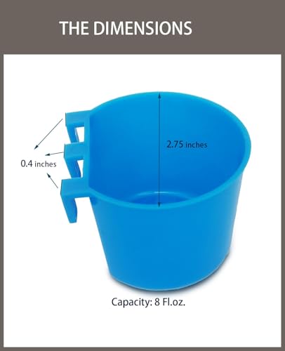 40 Pack Cage Cups Birds Feeders Seed Bowl Chicken Feeding Watering Dish Rabbit Water Food Hanging Wire Cages Box 8oz Coop Cups for Pet Parrot Parakeet Gamefowl Poultry Pigeon (Blue) - size: 40PCS Blue