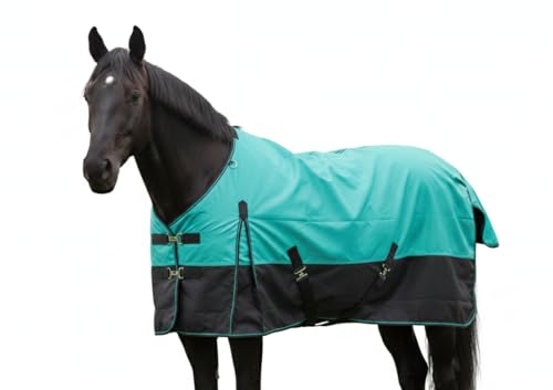 1200D Waterproof Medium Weight Poly (250g Fill) Horse Winter Turnout Blanket with Standard Neck AT010002TQ-63 - color: TURQUOISE, size: 63"
