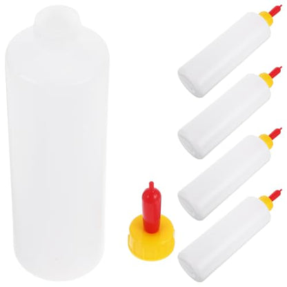 5 Sets Goat Bottles for Feeding Baby Small Animal Calf Lamb Milk Jug Plastic Livestock Milk Bottles for Baby Goats Calves Lambs Portable Farm Feeding Kit 9.05 x 2.36 in