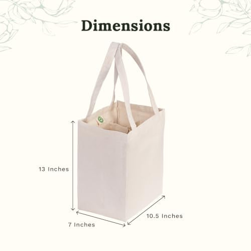 Six Bottle Canvas Wine Tote Bag - Premium Material, Extremely Sturdy, Washable & Reusable Wine Carrier Bag - Double Stitched Reusable Wine Bags - Sturdy 6 Bottle Wine Carrier (1 Bag)