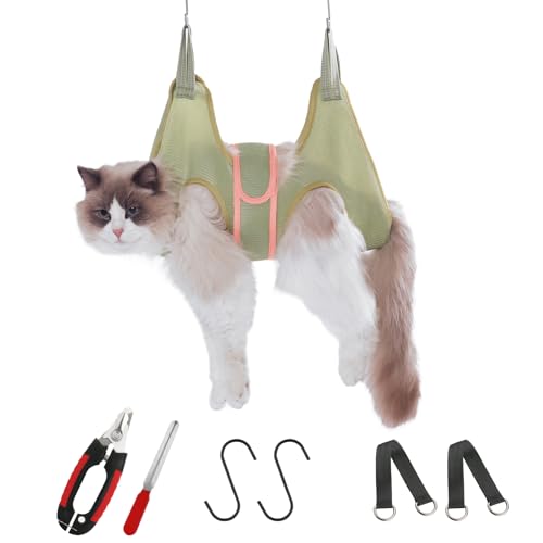 Cat Grooming Hammock for Nail Trimming, Cat Nail Clipper Hammock Harness - size: S（for cats 12-25lbs）