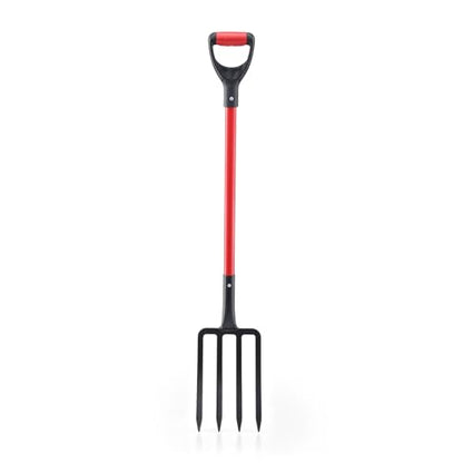 Heavy Duty Garden Fork, 4-Tine Digging Fork with Ergonomic Fiberglass Handle, Pitch Fork, 44 Inch Spading Fork for Compost, Mulch, Hay & Soil