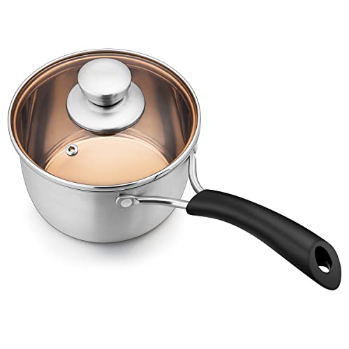 Herogo 2Qt Saucepan with Lid, 18/10 Stainless Steel Sauce Pan Pot, 2 Quart Saucepan for Gas Electric Stove Top Camping, Rust Free & Dishwasher Safe - size: 2 Quarts