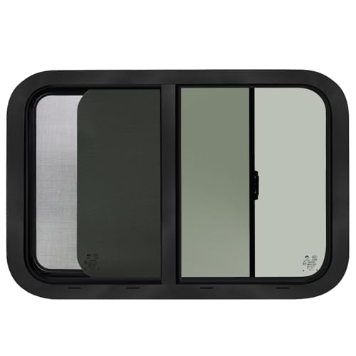 42"W x 22"H RV Windows for Cargo Trailer Camper,Tinted Horizontal Sliding - size: 42"W x 22"H