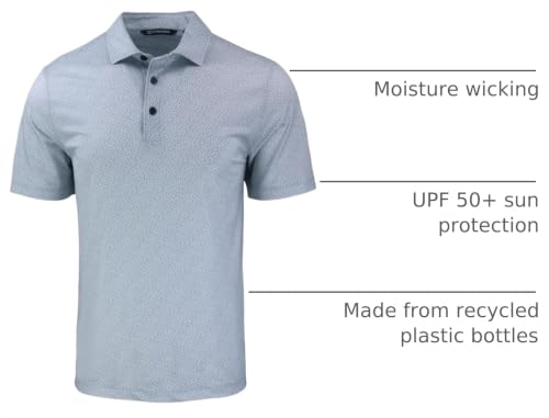 Cutter & Buck Pike Eco Pebble Print Stretch Recycled Mens Polo - color: Polished/White, size: Small