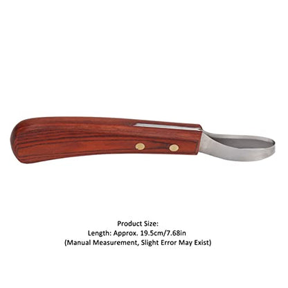 Hoof Knife for Horses, 7.68in Loop Horse Hoof Knife, Stainless Steel Hoof Trimming Knife, Multifunctional Farrier Tool with Ergonomic Rubberwood Handle for Horse Cattle