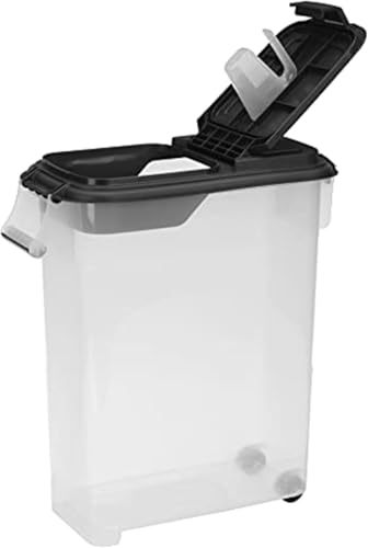 Buddeez Airtight Rolling Pet Food Storage Container, 50 Quart, with Scoop - color: Black, size: 1 Pack (50 Quart)