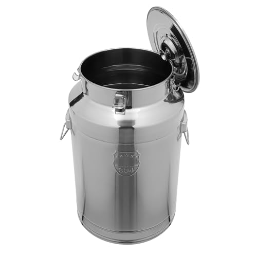 304 Stainless Steel Milk Can 76 Liter Milk Bucket Wine Pail Bucket 20.08 Gallon Milk Can Tote Jug with Sealed Lid Heavy Duty (Without Faucet, 76L/20.08Gal) - color: Without Faucet, size: 76L/20.08Gal