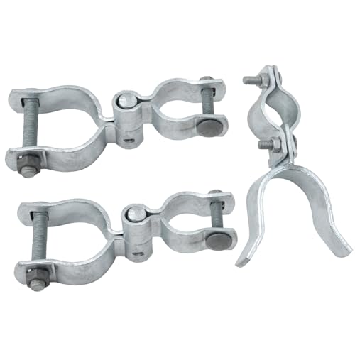 VIVIDA 1-3/8" x 2-3/8" Chain Link Gate Hinge Kit, Chain Link Gate Hardware | Include 1-3/8" x 2-3/8" Fence Gate Hinge Kit, 1-3/8" x 2-3/8" Chain Link Gate Latch, Galvanized Steel - size: 1-3/8" × 2-3/8" (SILVER)