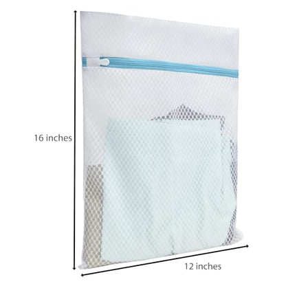Mesh Laundry Bags for Delicates – 3 Pack (12”×16”) with Color-Coded Zippers, Protects Clothes from Damage, Breathable Honeycomb Mesh, Washer & Dryer Safe bags - Ideal for Bras, Lingerie & Socks