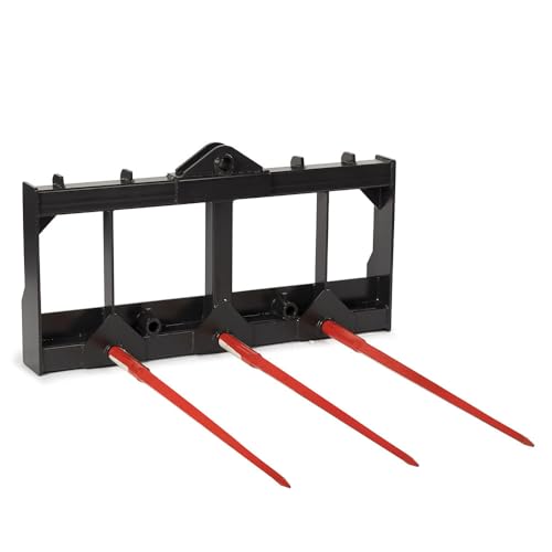 Titan Attachments HD Skid Steer Hay Frame Attachment, Three 39" Hay Spears, Rated 4,000 LB, Quick Tach Mounting, Hay Handing Equipment for Bobcat Tractors
