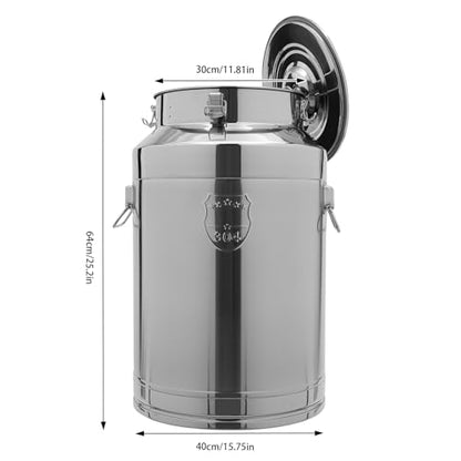 20 Gal Milk Can, 304 Stainless Steel Milk Bucket, Metal Milk Jug with Sealed Lid Tote Jug for Milk, Wine, Liquid, Rice Cereal Grain Tote Pail Storage Transport, Sliver