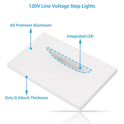 LEONLITE 6-Pack 5CCT 120V LED Step Lights, Horizontal, White - color: White, size: 4.72 Inch