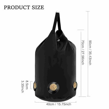 2 Pack Goat Hay Feeder, Slow Feed Hay Bag for Horses, Sheep, Donkey, Cows, Alpacas and Ostriches, Premium Oxford Waterproof Fabric, Circle Leather Reinforced 5 Open Feeding Hole for Resist Biting