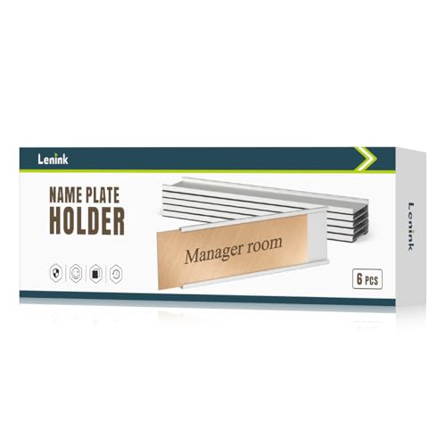 Lenink 6 Pack Name Plate Holder, Wall Mount Office Door Name Plate Holder for Meeting Room, Business Department, Warning Area 8” X 2” (Silver) - color: Silver