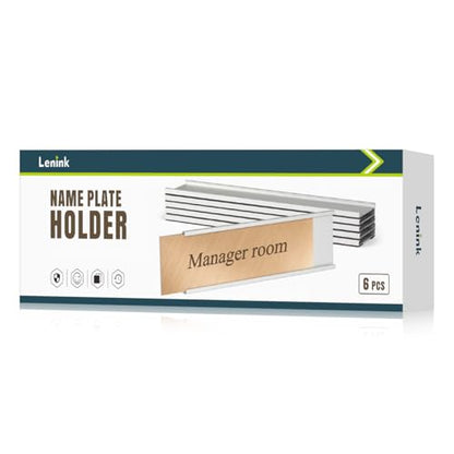 Lenink 6 Pack Name Plate Holder, Wall Mount Office Door Name Plate Holder for Meeting Room, Business Department, Warning Area 8” X 2” (Silver) - color: Silver