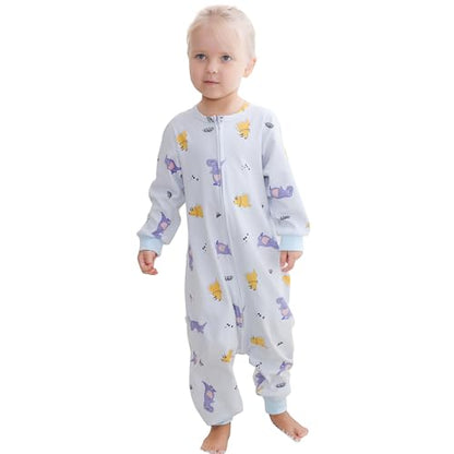 HAHASHOW Baby Cotton Long Sleeve Sleeping Bag Animal Triple Zipper Boys Girls Wearable Blanket With Legs for 6 Months-6T - color: Blue