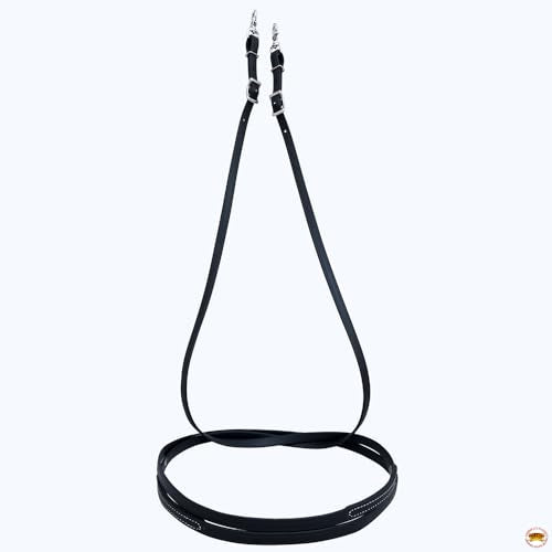 HILASON Western Horse Biothane Leather Rein, Full Size - color: Black & White Stich