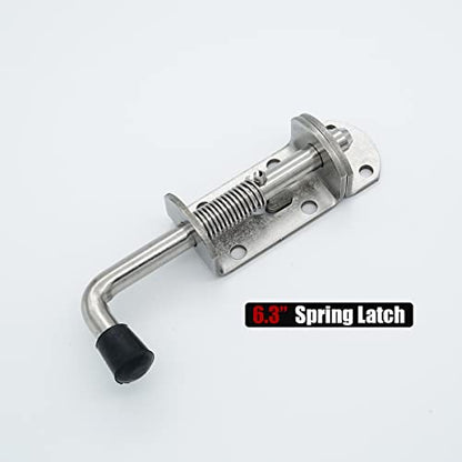 JQK Spring Loaded Barrel Bolt Latch, Heavy Duty 304 Stainless Steel Thickened 3mm Door Lock, 6.3 Inch Brushed Finished, HSB410-P2 - color: Brushed, size: 6.3Inch - 2Pack