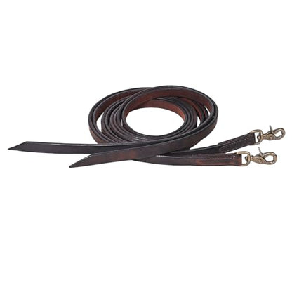 HILASON Western Genuine Leather Horse Split Reins | Riding-Reins Reining-Reins Heavy-Duty-Rein - color: Dark Brown 1, size: 5/8in X 7ft