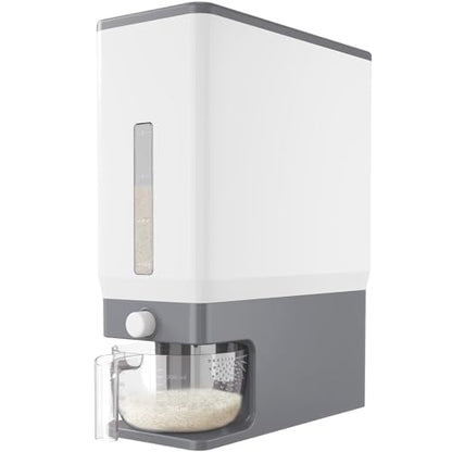 Lifewit Rice Dispenser 25 Lbs, Airtight Storage with Measuring Cup, Grey - color: Light Grey