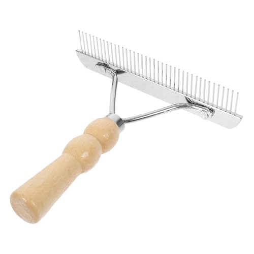 Angoily Horse Nail Rake, Livestock Brush Practical Hair Comb with Wooden Handle Metal Pins, Pet Hairbrush Dog Cat Undercoat Rake Grooming Tool for Cattle Goat Sheep, Cleaning Supply for Removing Mud