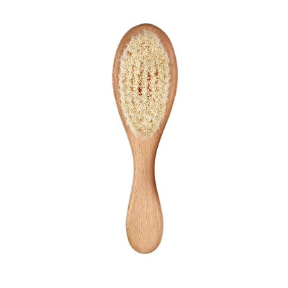 Wooden Handle And Super Soft Goat Hair, Soft Baby Brush For Newborns And Toddlers