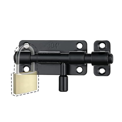 JQK Door Security Slide Latch Lock Barrel Bolt, 304 Stainless Steel Sliding Gate Latches Thickened 1.4mm with Padlock Hole, Black, 2 Pack HBB120-BK-P2 - color: Black, size: 2 Pack