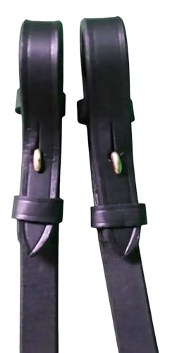 CHALLENGER 54" Full Horse English Braided Black Leather Reins 805LR01BK - color: Black/Brass